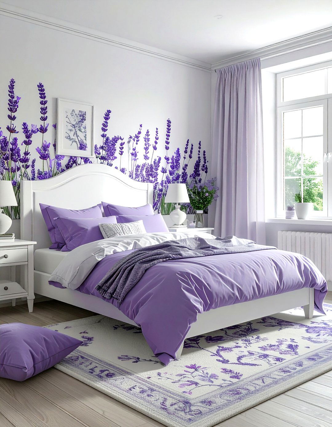 Lavender floral wallpaper bedroom - 30 lavender and white bedroom ideas