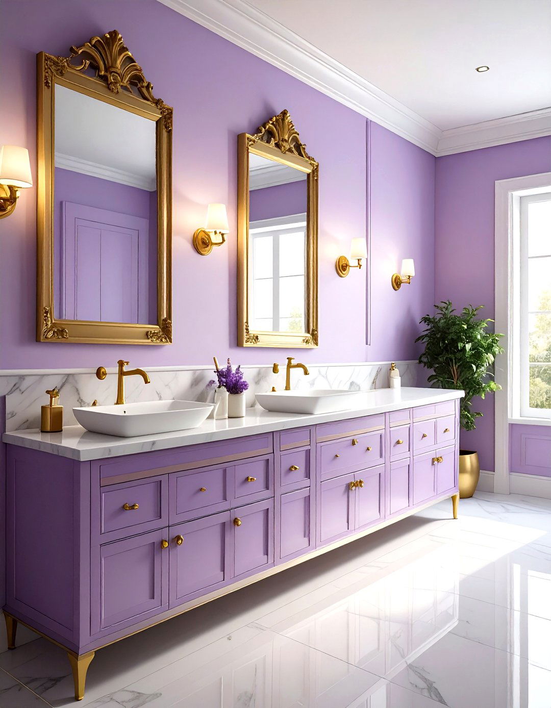 Lavender gold bathroom fixtures - 30 lavender and white bathroom ideas