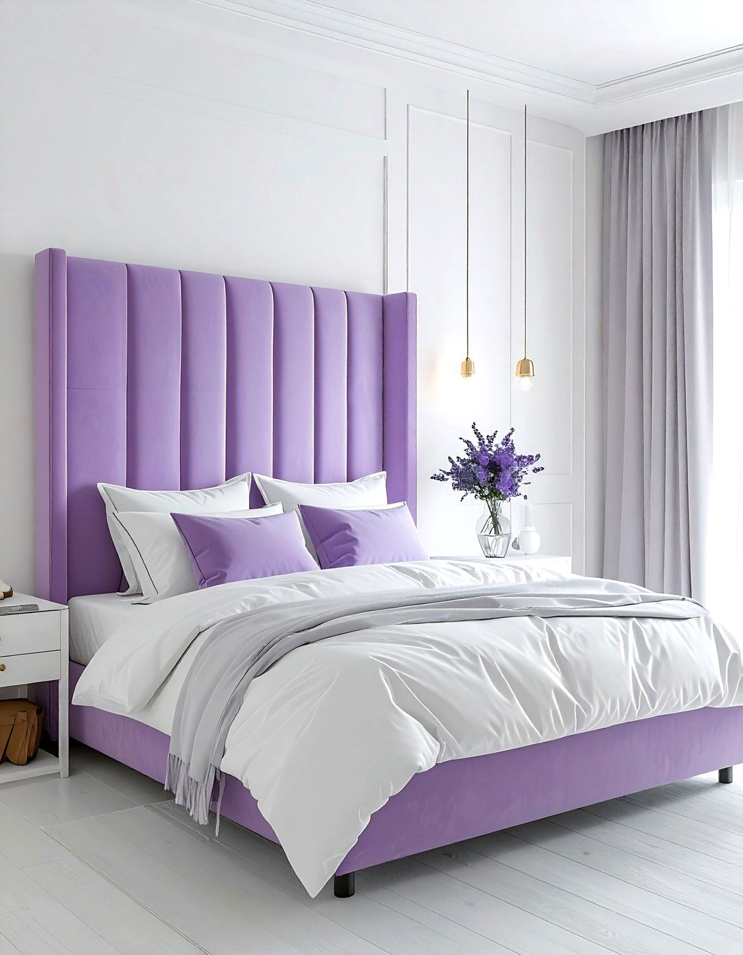 Lavender headboard white room - 30 lavender and white bedroom ideas