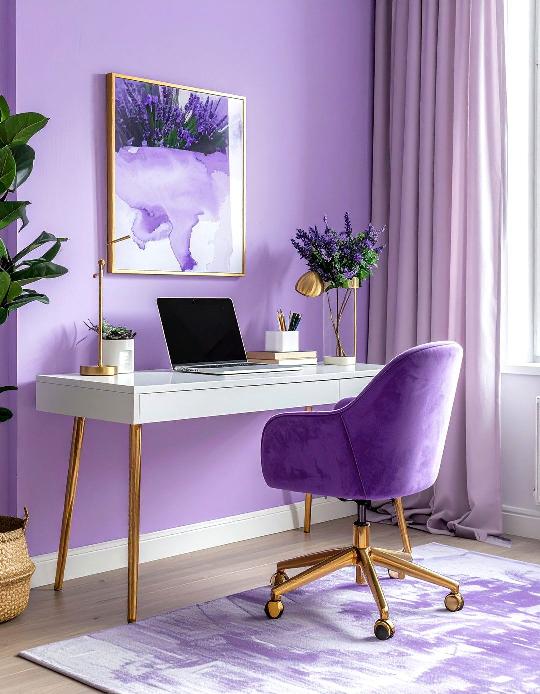 Lavender home office - 30 purple decor ideas