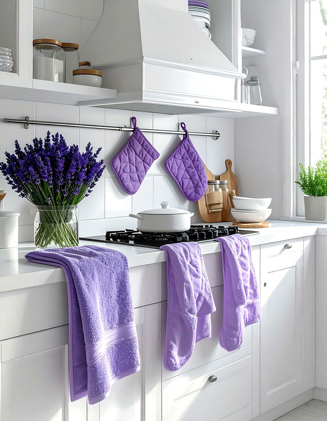 Lavender kitchen accessories white theme - 30 lavender and white kitchen ideas