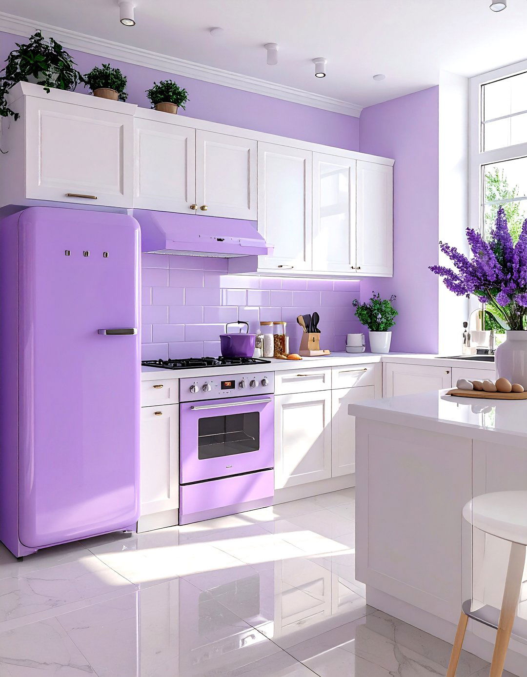 Lavender kitchen appliances white cabinets - 30 lavender and white kitchen ideas