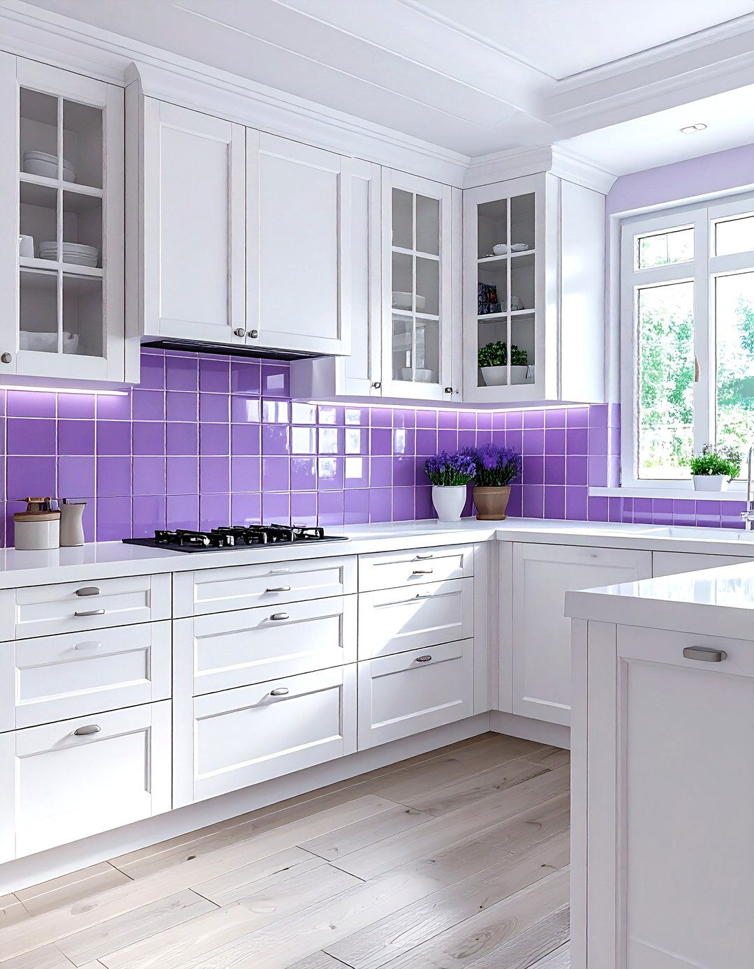 Lavender kitchen backsplash white grout - 30 lavender and white kitchen ideas
