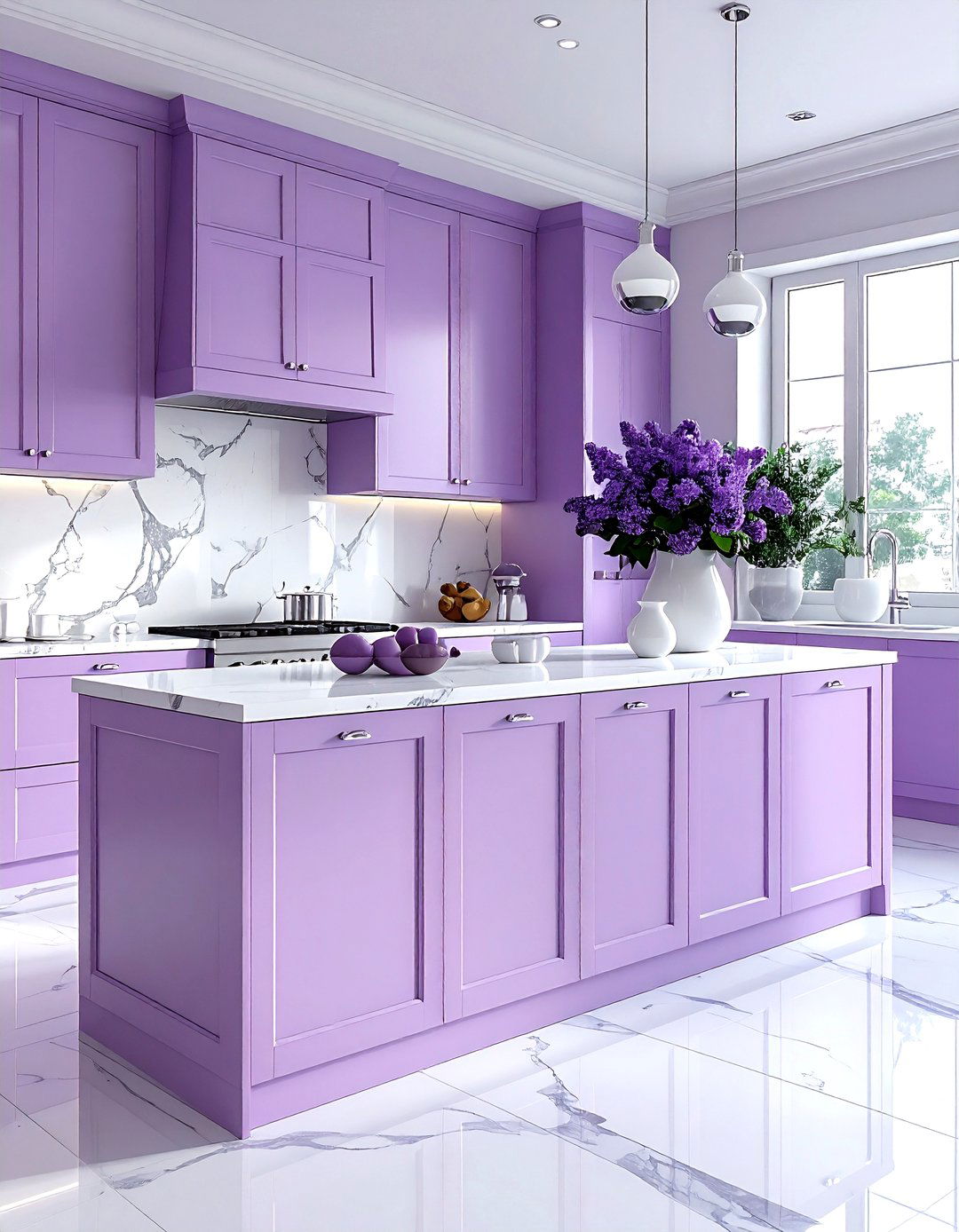Lavender kitchen cabinets white marble - 30 lavender and white kitchen ideas