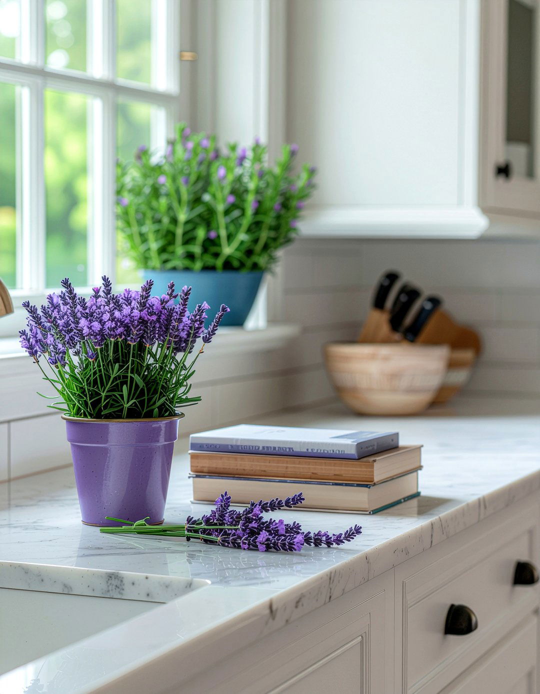 Lavender kitchen counter decor - 30 kitchen flower arrangement ideas