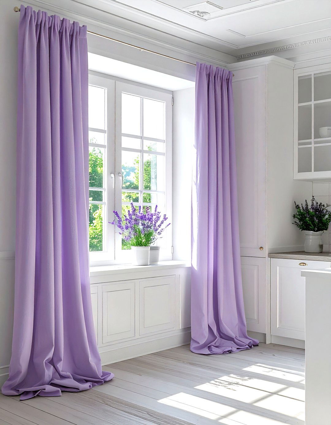 Lavender kitchen curtains white window frames - 30 lavender and white kitchen ideas