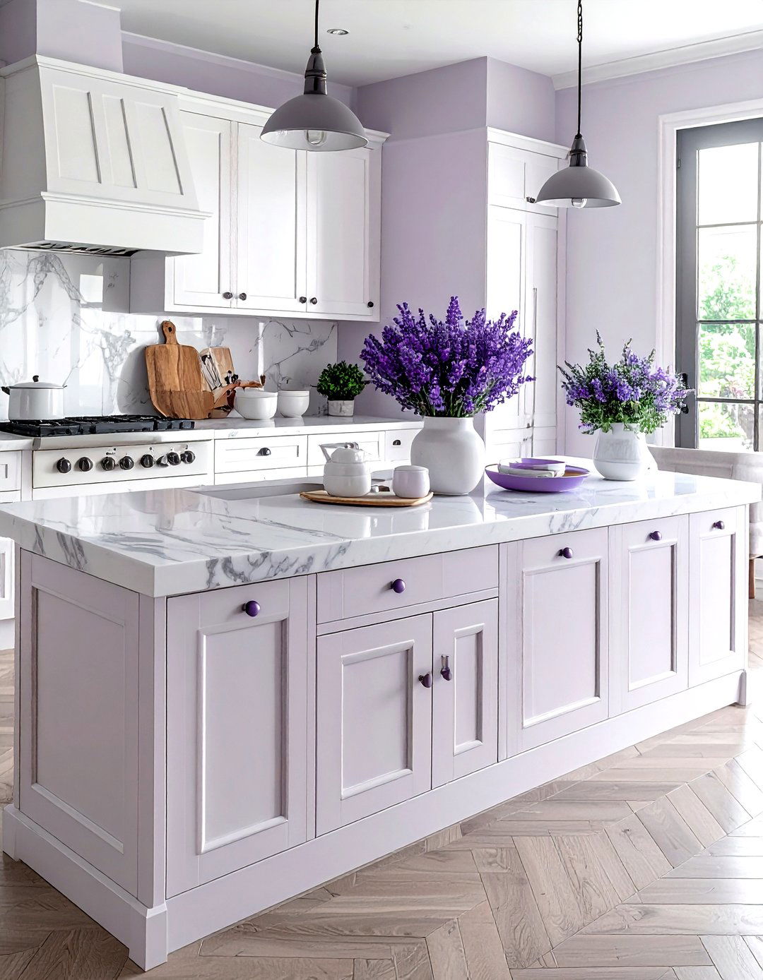 Lavender kitchen hardware white cabinets - 30 lavender and white kitchen ideas