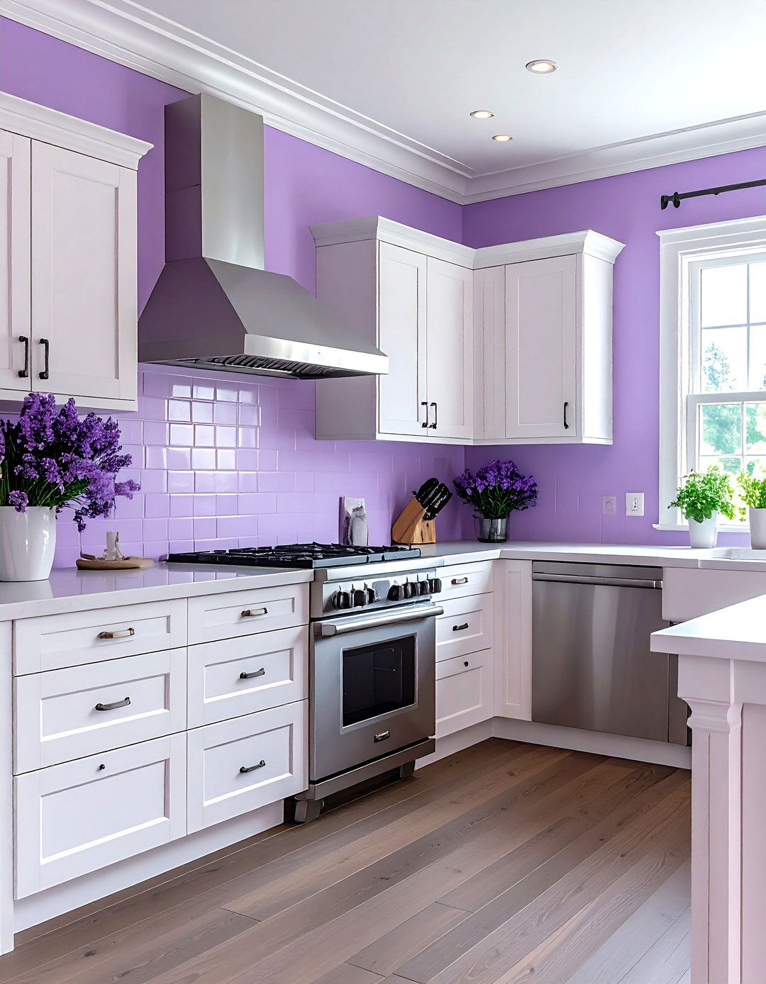 Lavender kitchen walls - 30 purple and white kitchen ideas