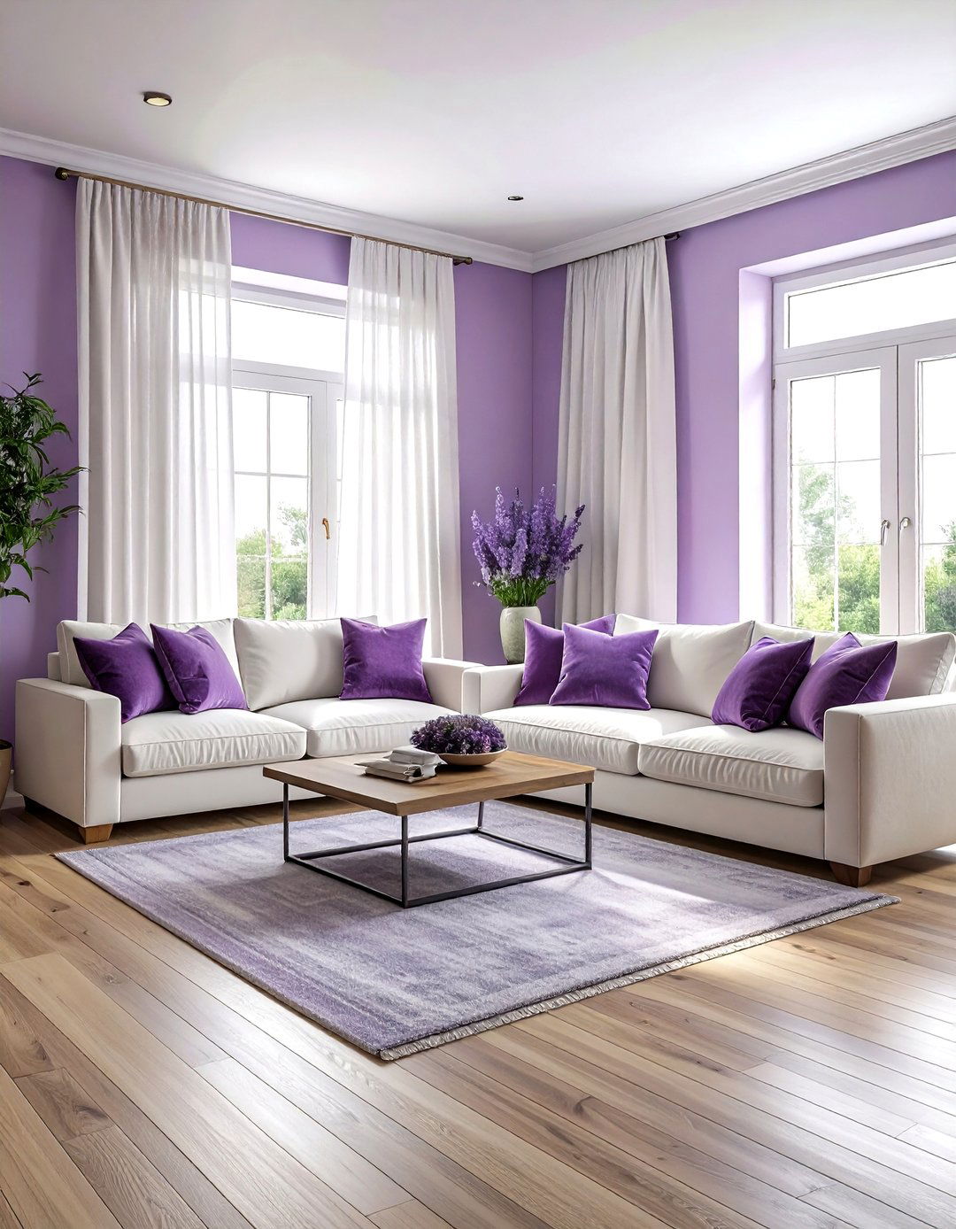 Lavender living room - 30 purple and white living room ideas