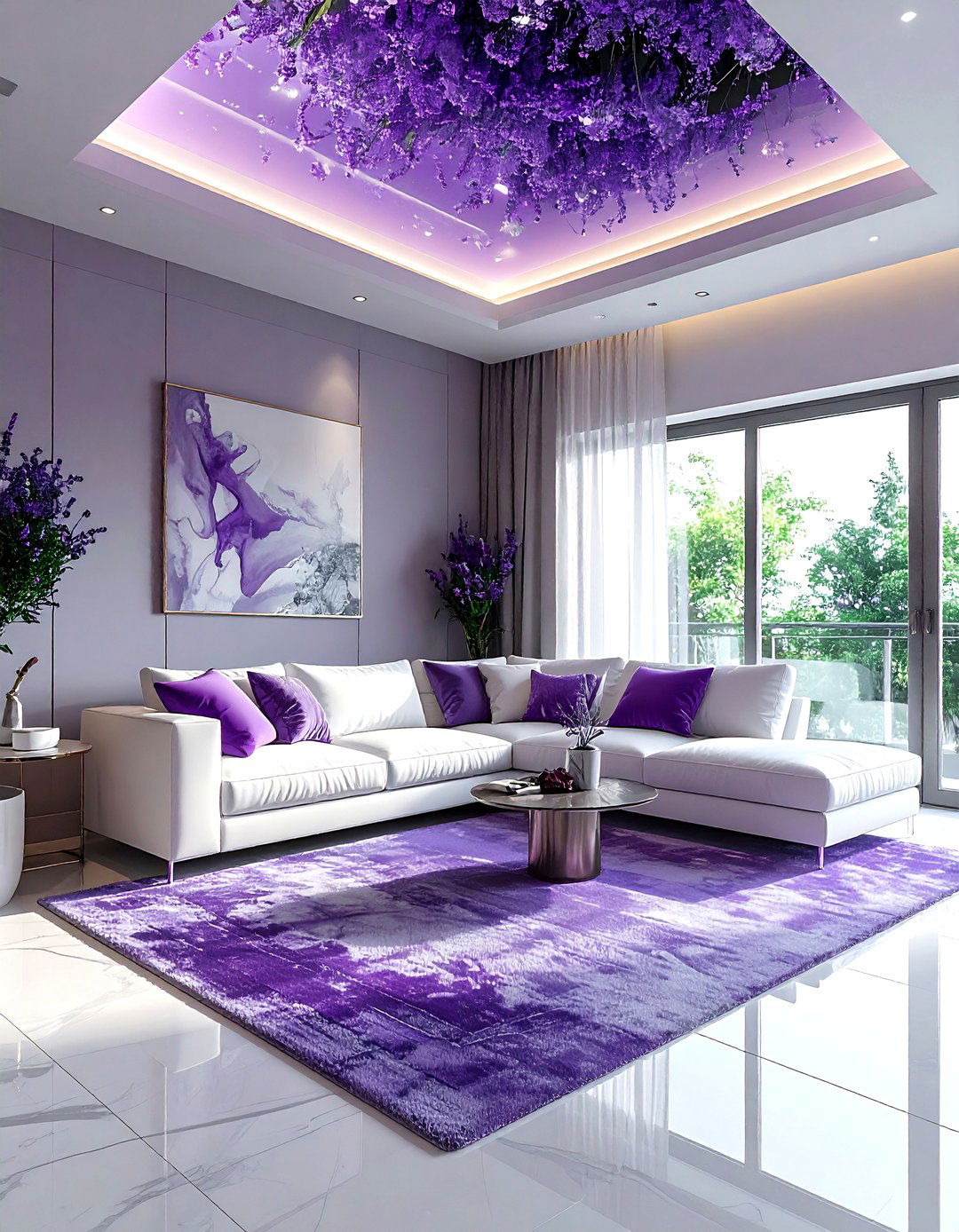 Lavender living room ceiling - 30 living room painted ceiling ideas