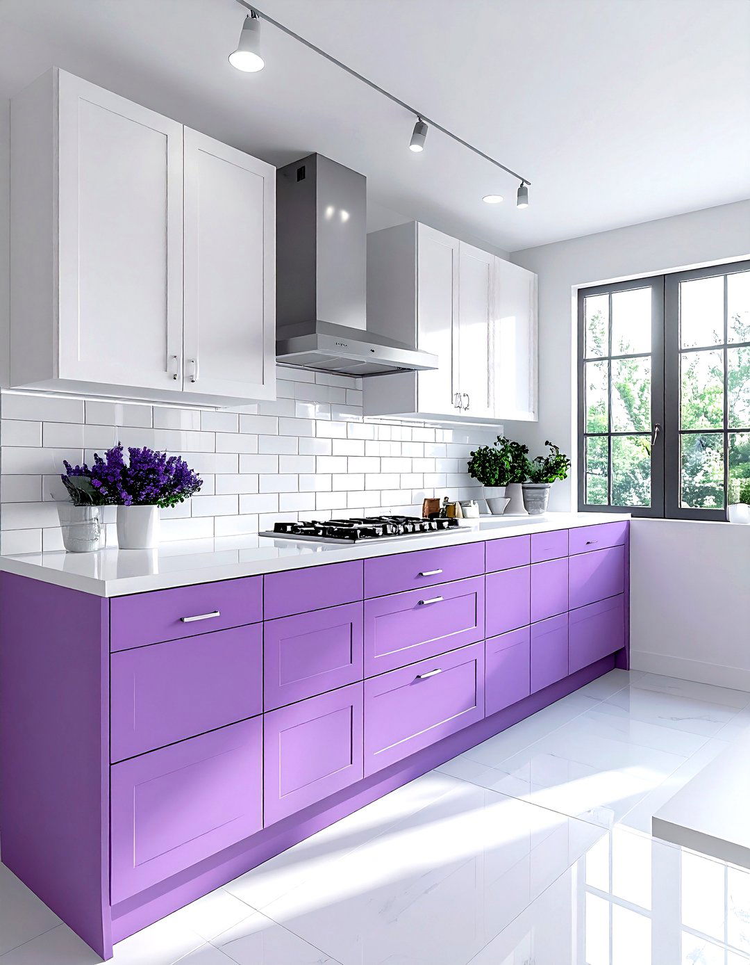 Lavender lower cabinets white upper cabinets - 30 lavender and white kitchen ideas