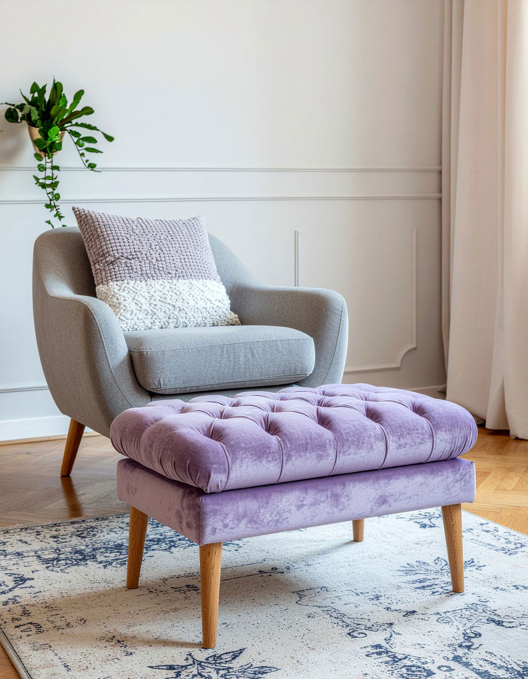 Lavender ottoman - 30 lavender living room ideas