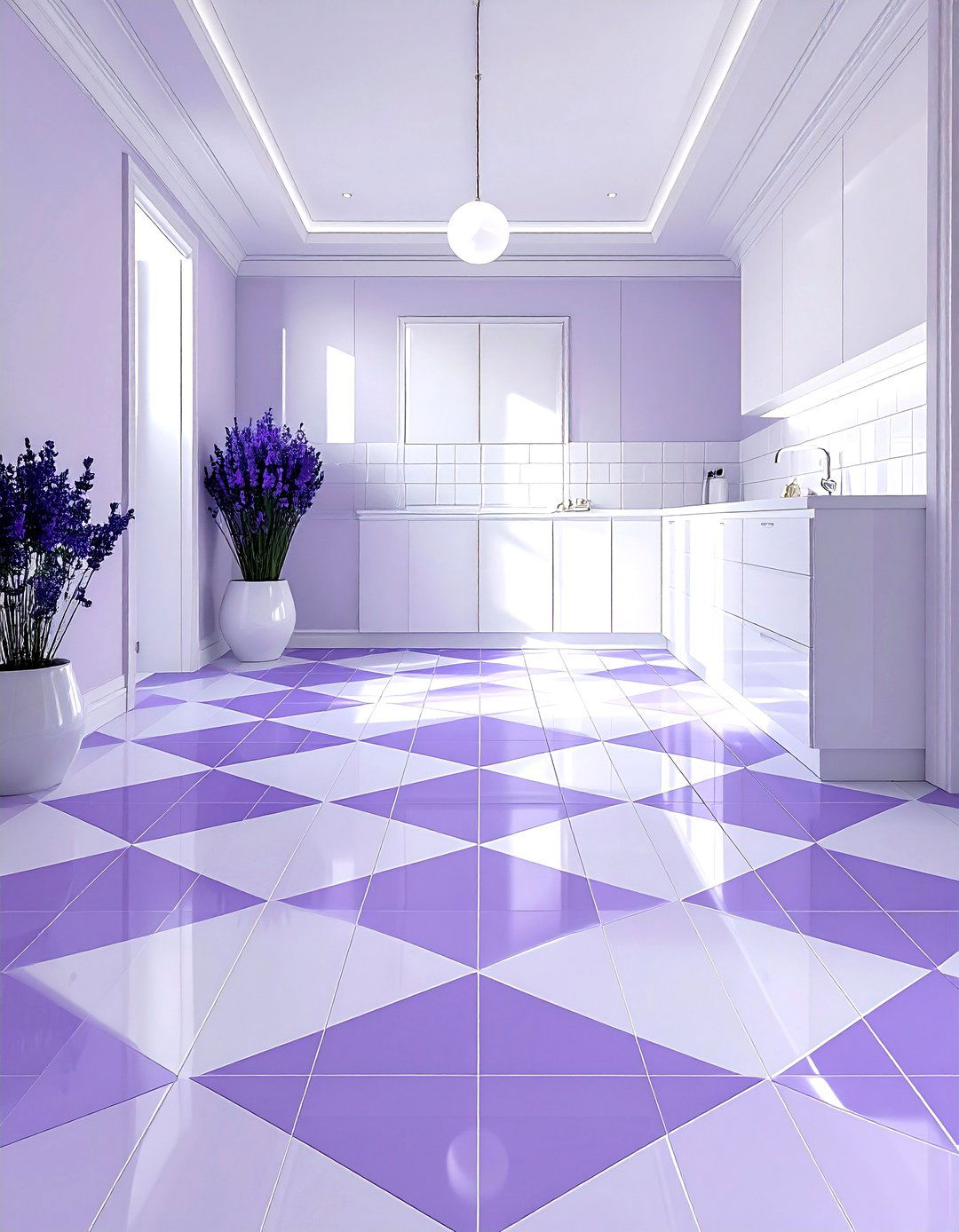 Lavender patterned tile - 30 lavender and white bathroom ideas
