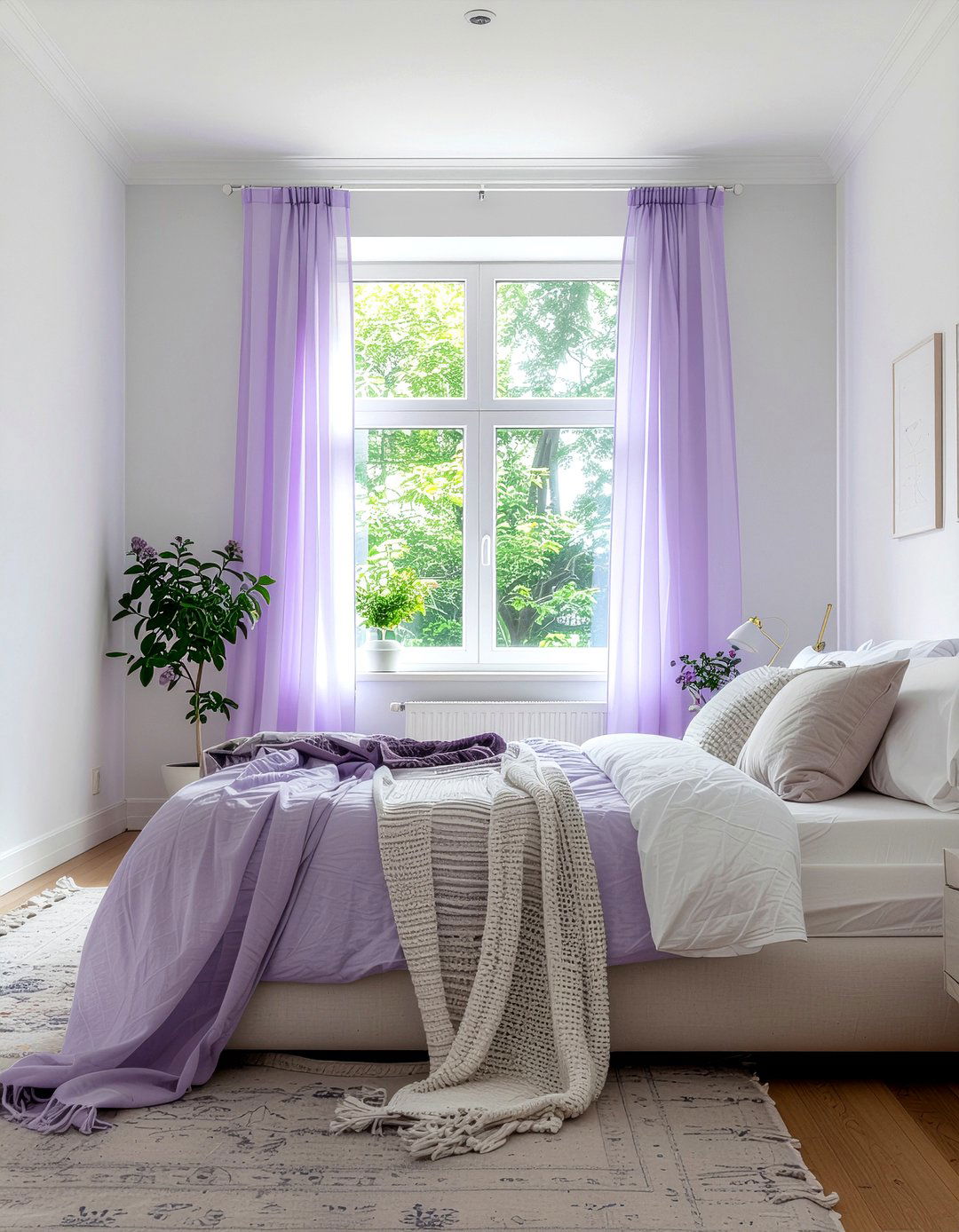 Lavender sheer curtains - 30 lavender living room ideas