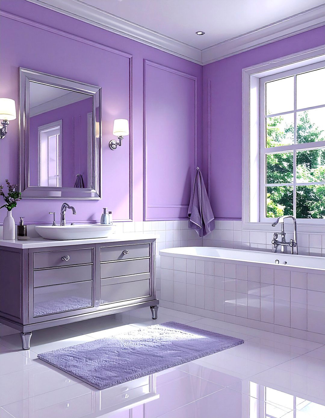 Lavender silver bathroom decor - 30 lavender and white bathroom ideas