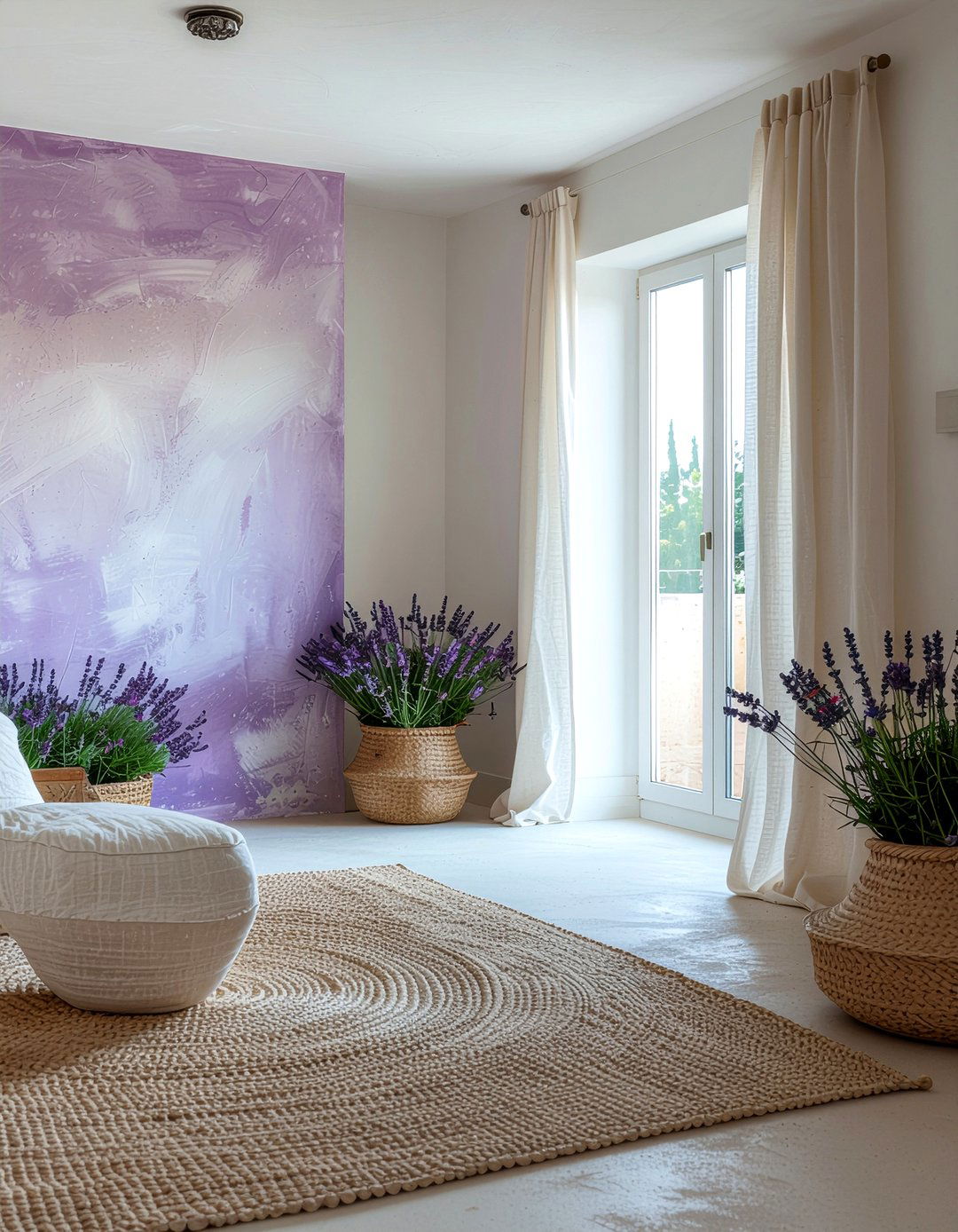 Lavender textured walls - 30 lavender living room ideas