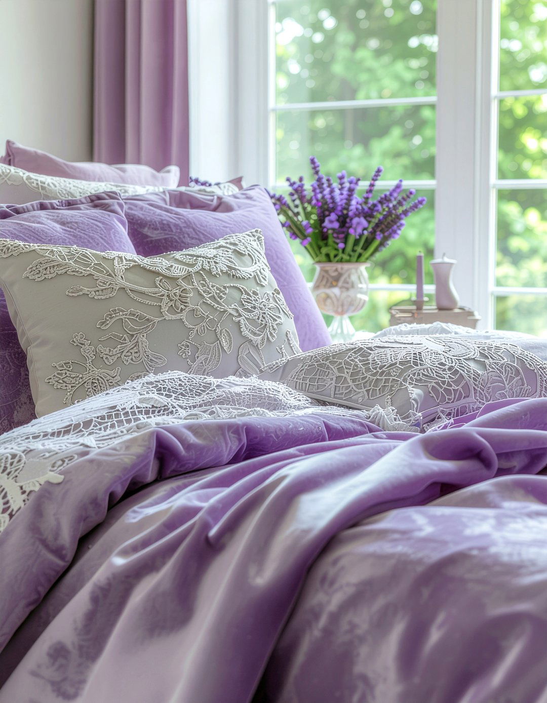 Lavender velvet bedding - 30 bedroom velvet bedding ideas