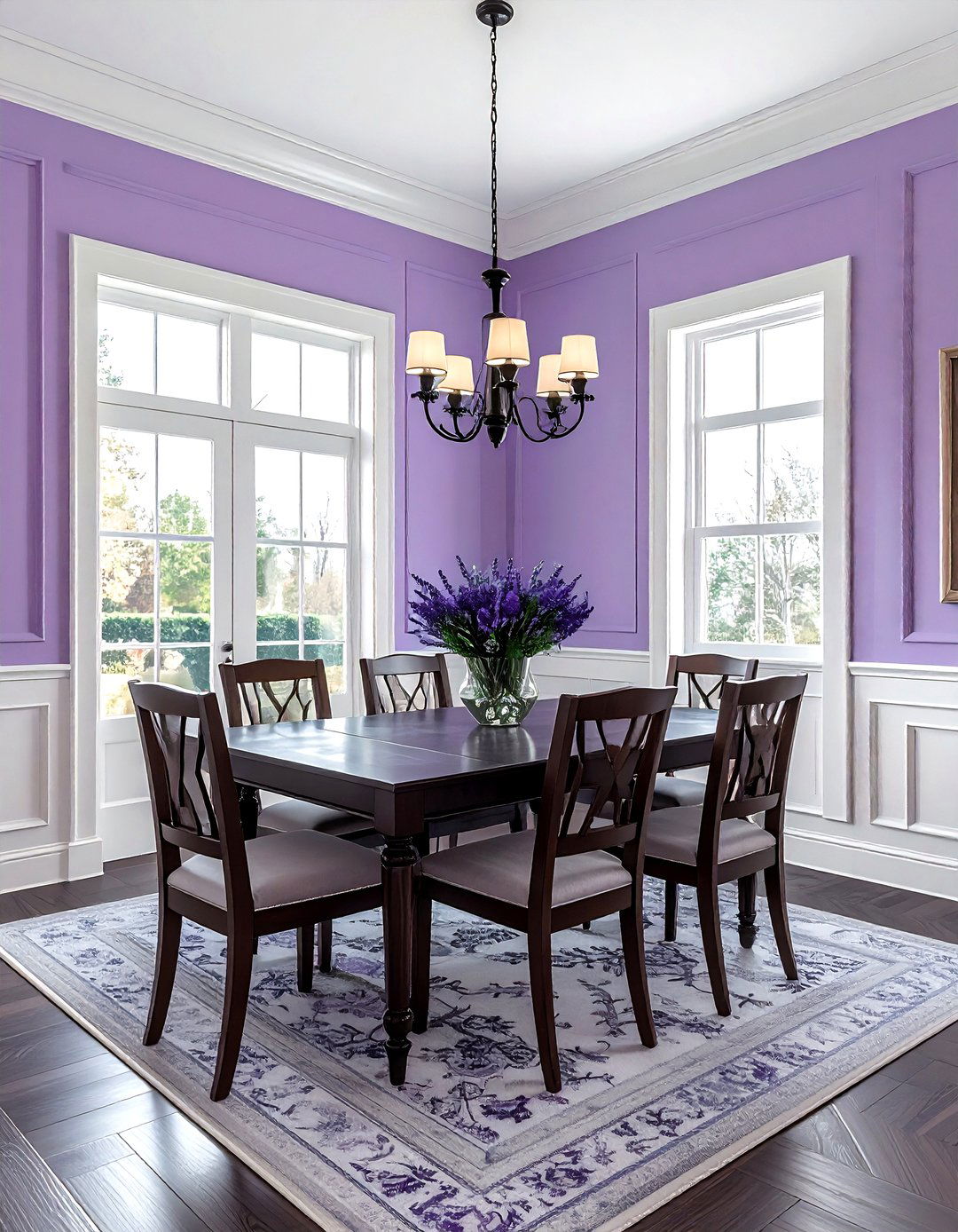 Lavender wainscoting dining room - 30 lavender and white dining room ideas