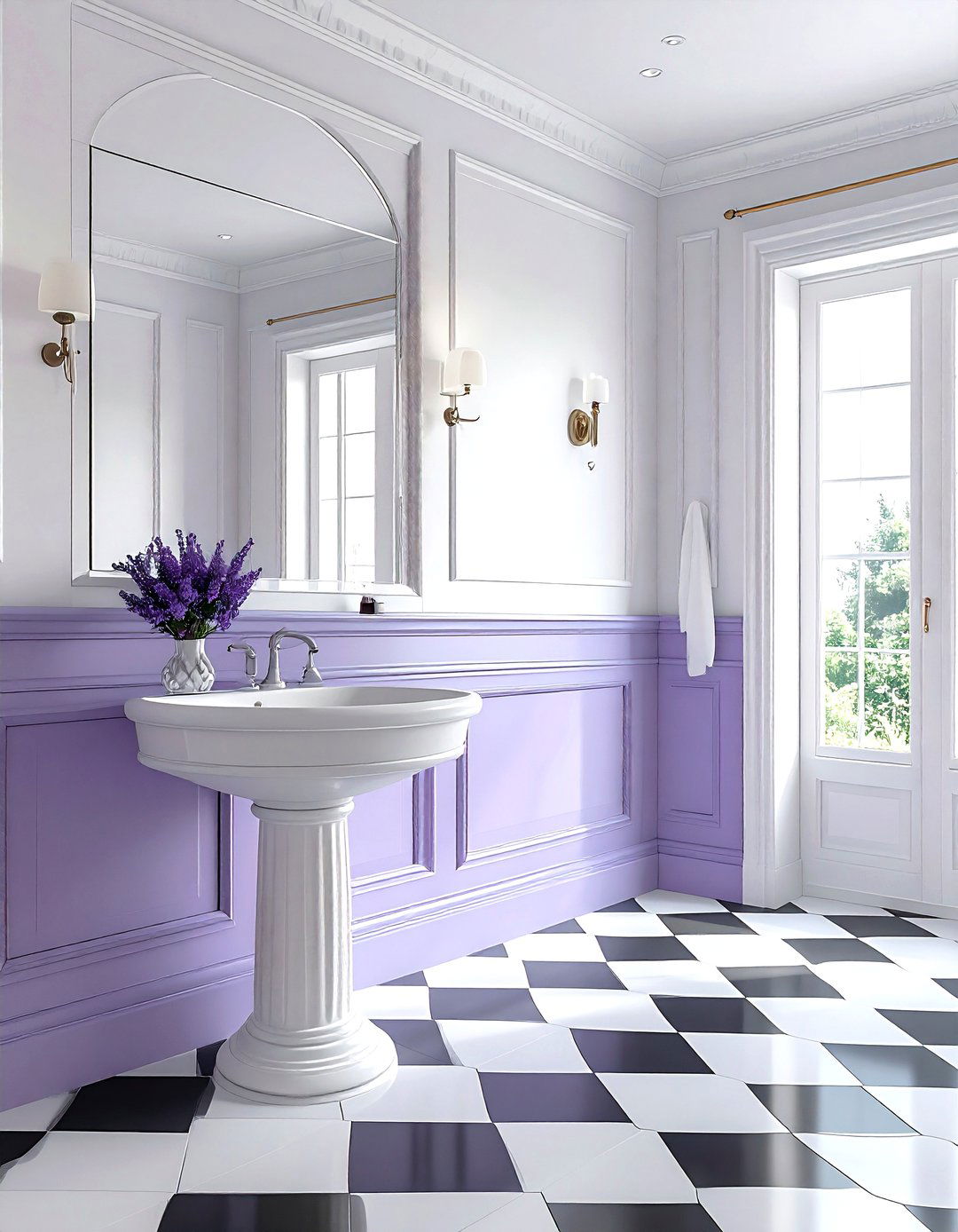 Lavender wainscoting - 30 lavender and white bathroom ideas