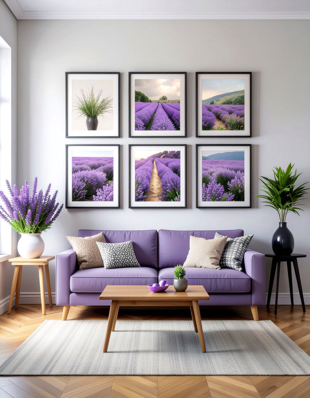 Lavender wall art - 30 lavender living room ideas