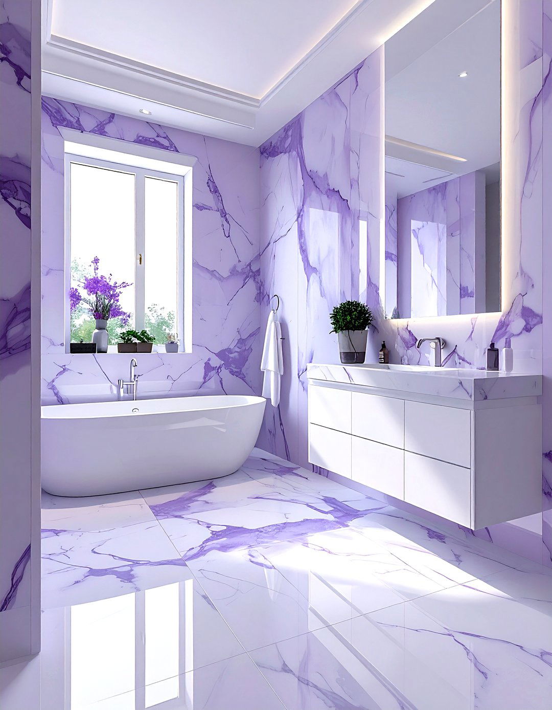 Lavender white marble bathroom - 30 lavender and white bathroom ideas