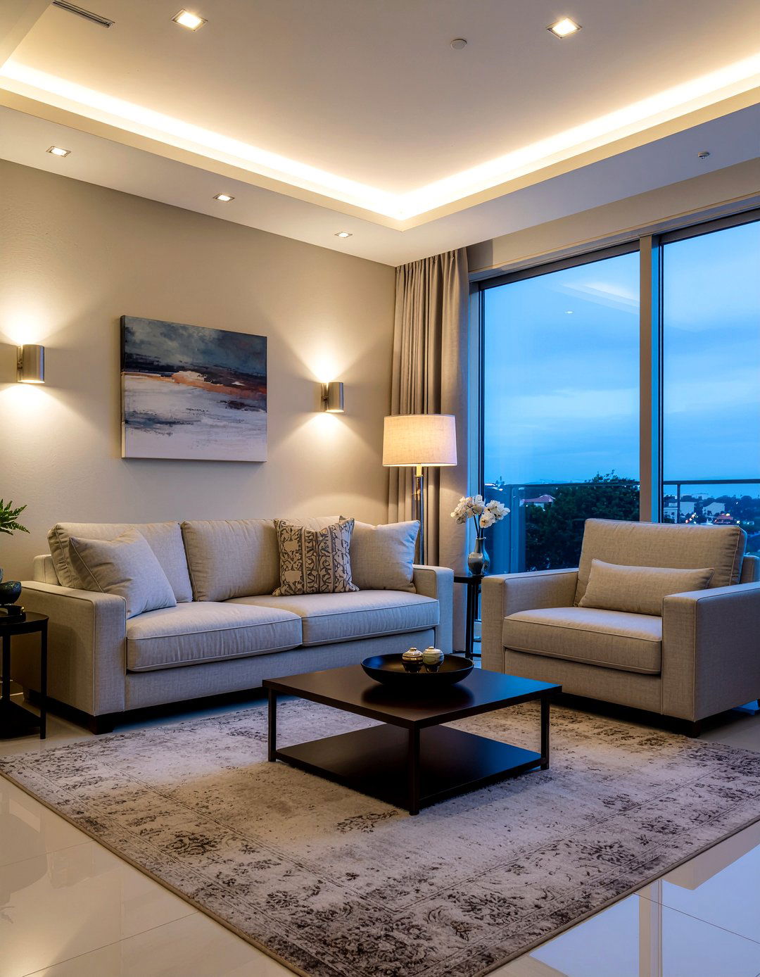 Layered Ambient Lighting Scheme - 30 peaceful living room ideas