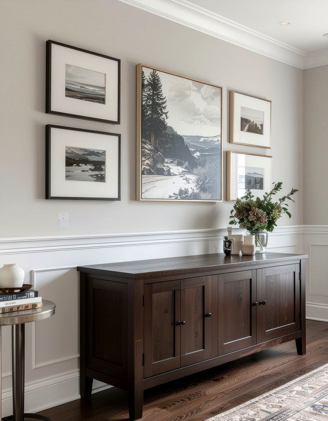 Layered Art On Picture Rail - 30 dining room picture rail ideas