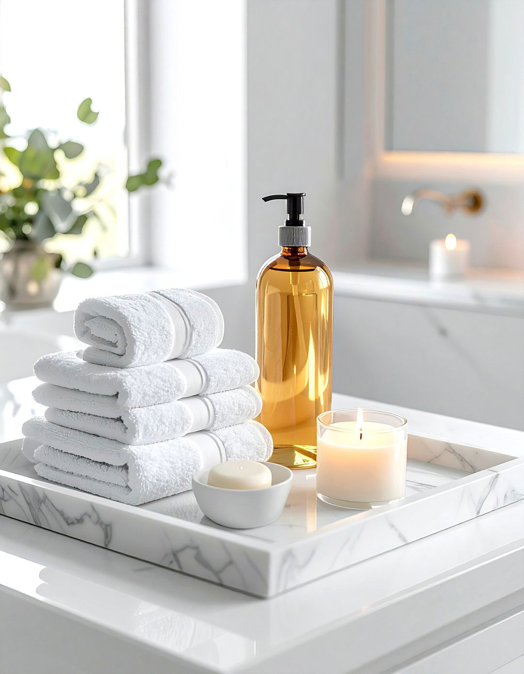 Layered Bathroom Tray - 30 layered decor ideas