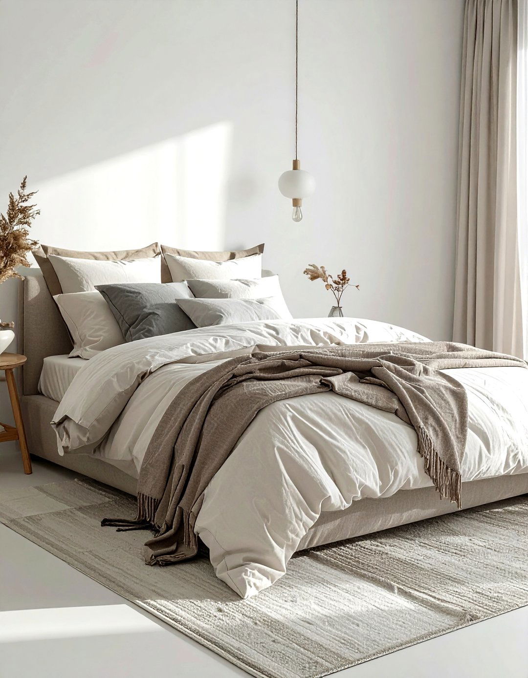Layered Bedding Color Palette - 30 soft minimalist bedroom ideas