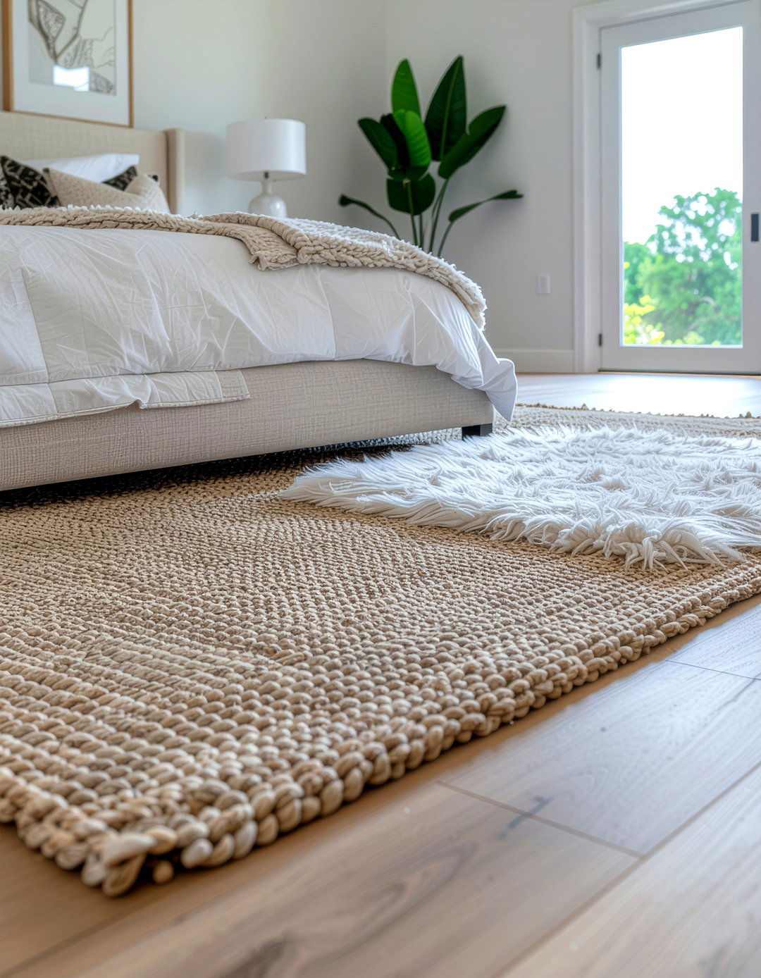 Layered Bedroom Rugs - 30 seagrass bedroom ideas
