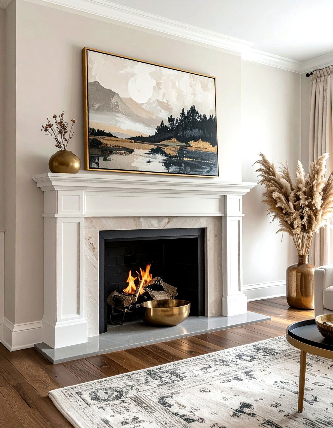 Layered Framed Art - 30 mantel arrangement ideas