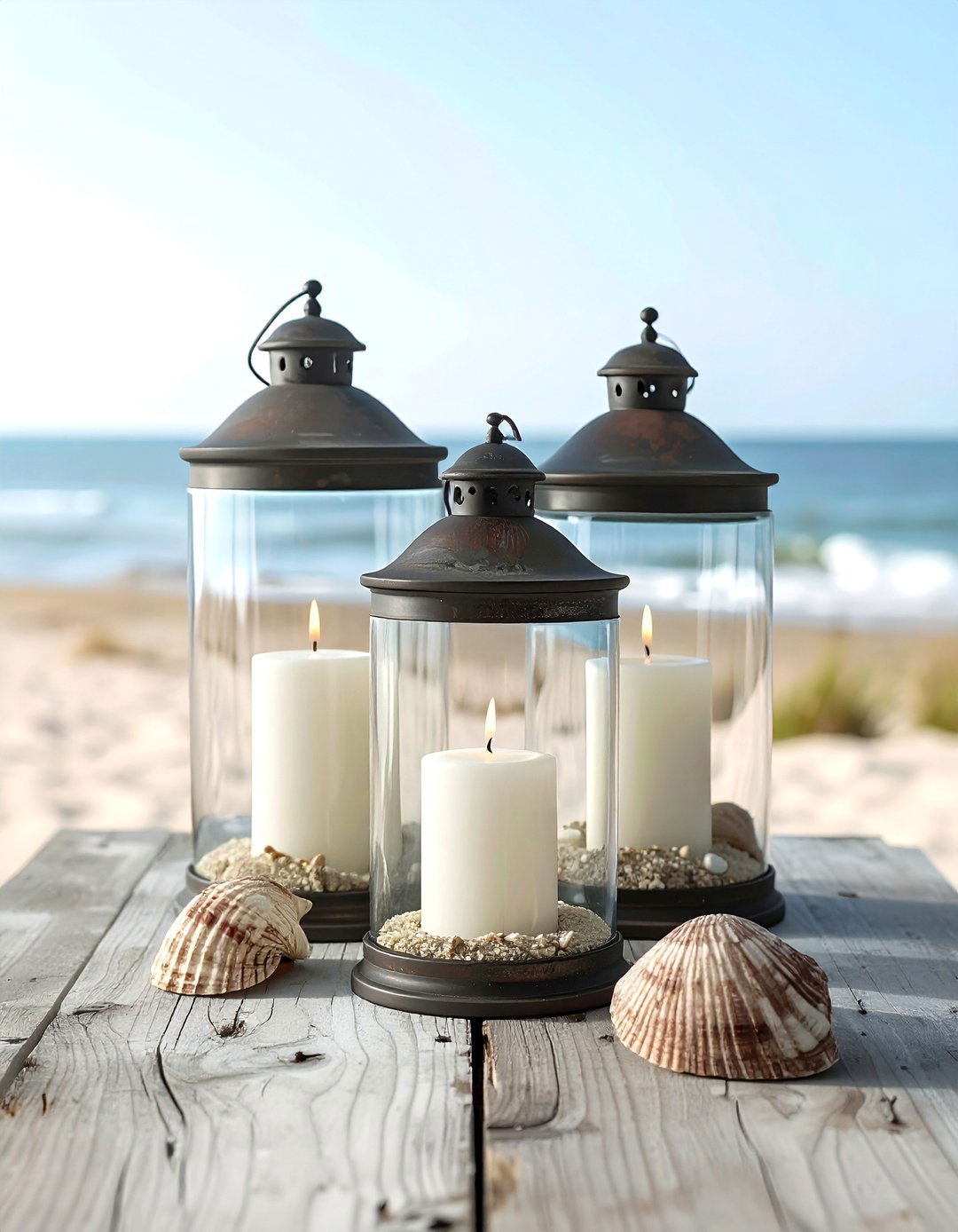 Layered Glass Hurricane Lantern - 30 elaborate centerpiece dining ideas