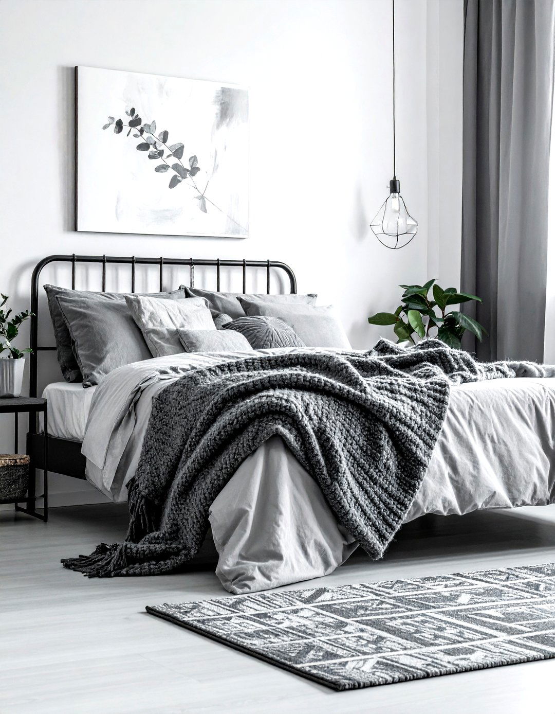 Layered Gray Textile - 30 industrial gray bedroom ideas