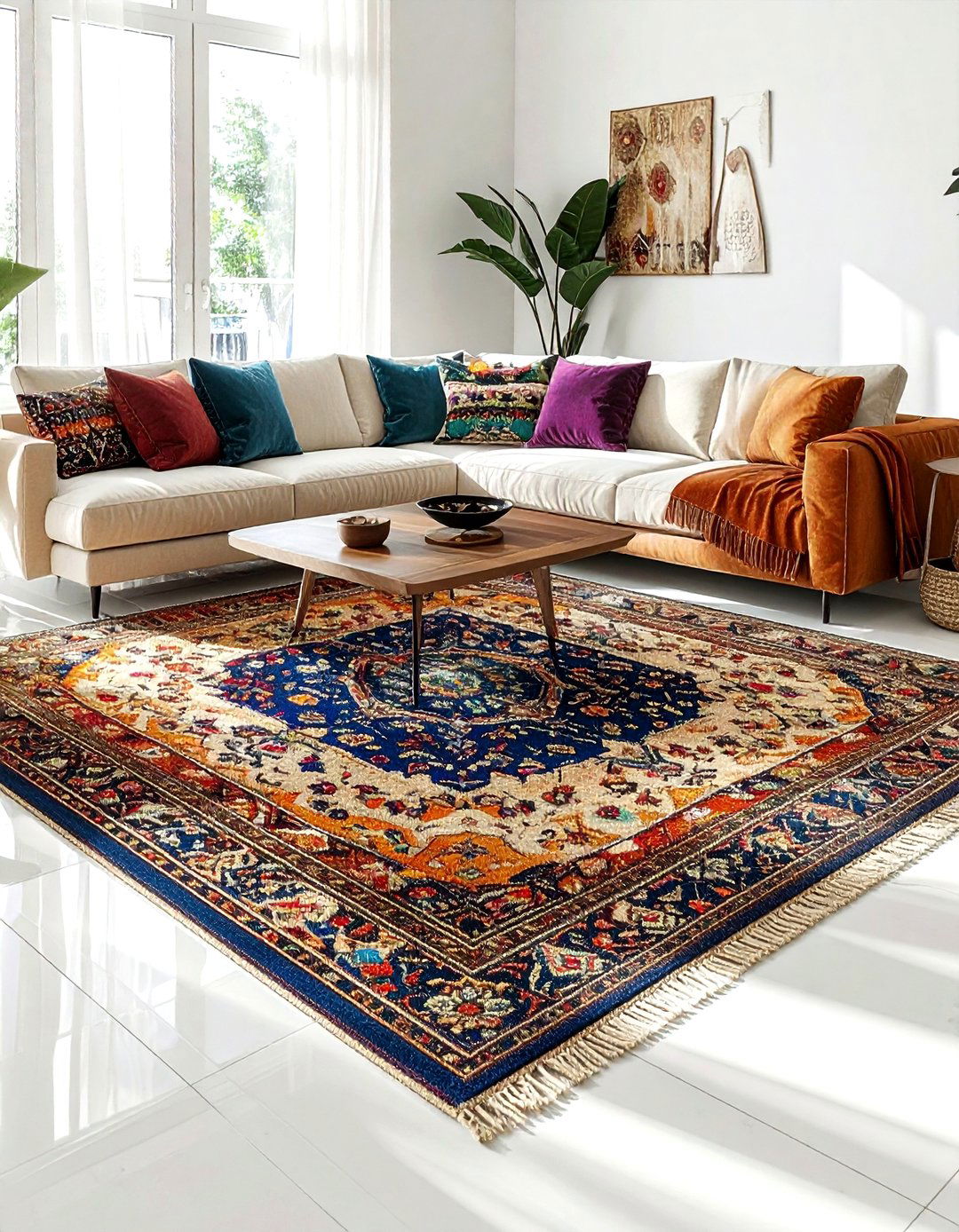 Layered Jute Rug - 30 living room jute rugs