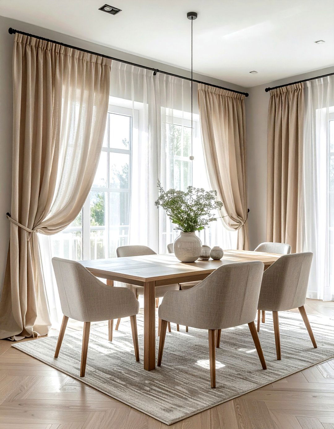 Layered Linen Curtains Dining Room - 30 linen curtain dining room ideas