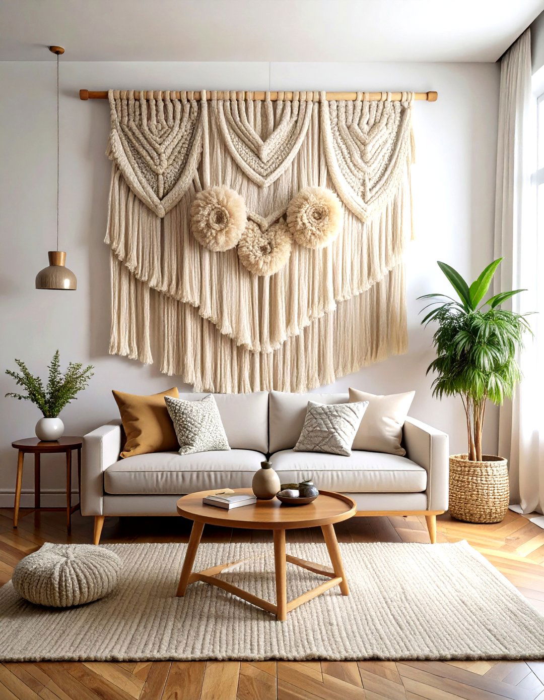 30 Living Room Macrame Wall Hangings for Boho-Chic Style