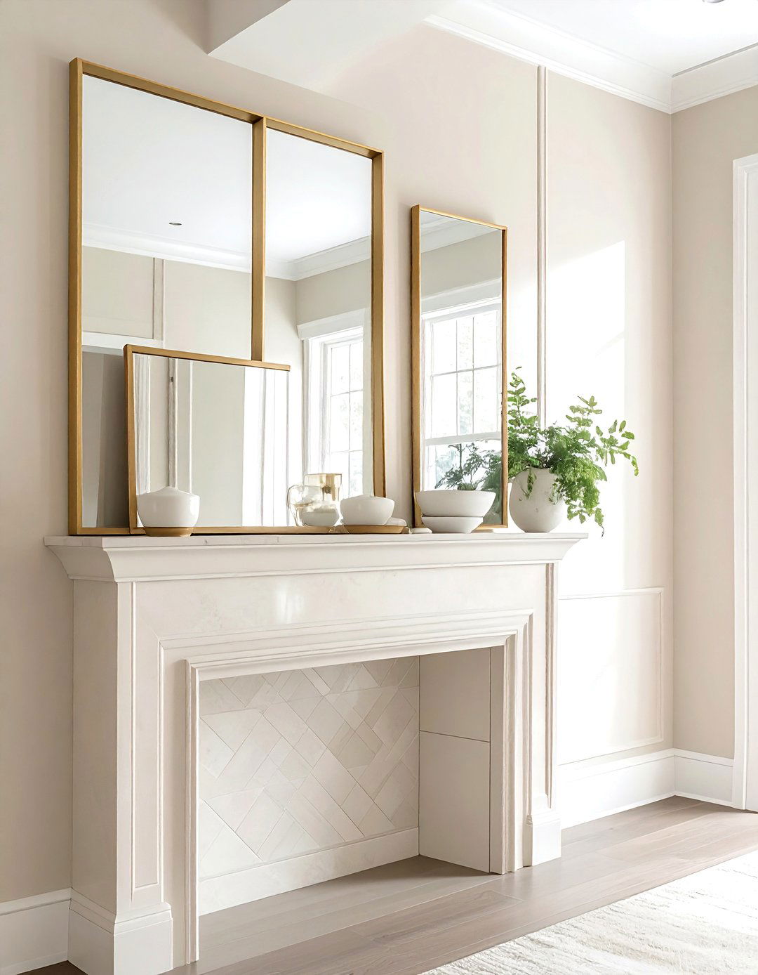 Layered Mirror Mantel - 30 mantel decor ideas