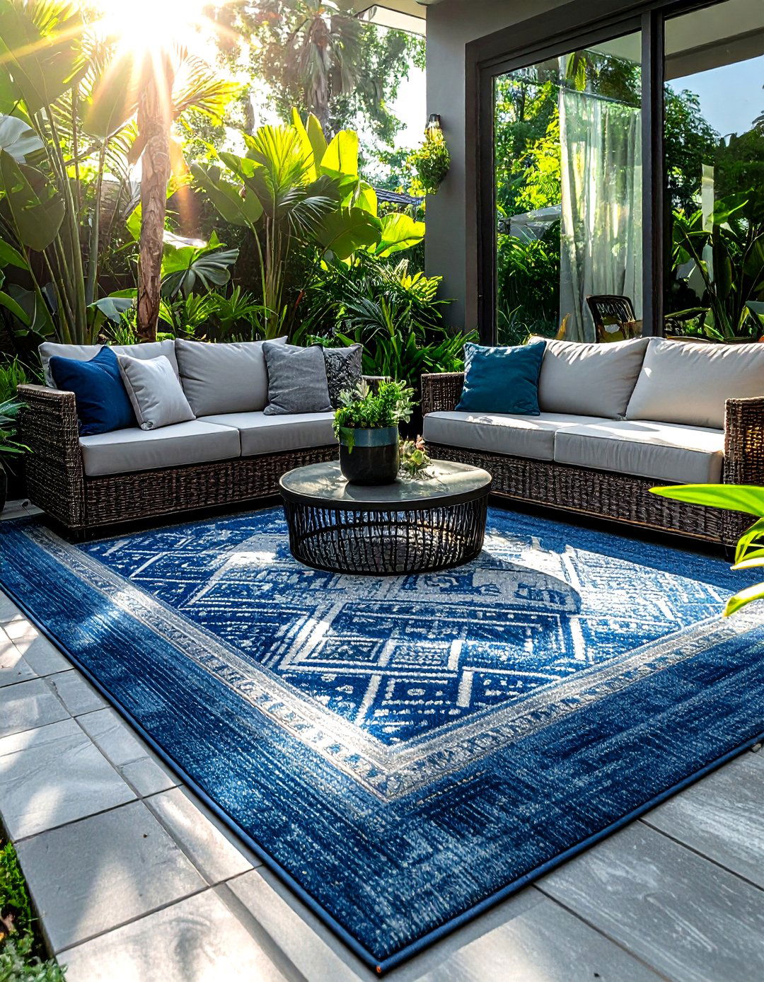 Layered Outdoor Rug - 30 layered decor ideas