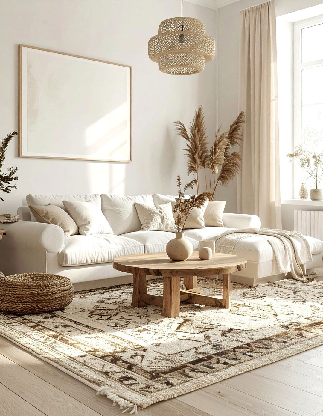 Layered Rug Cream Living Room - 30 bohemian cream living room ideas