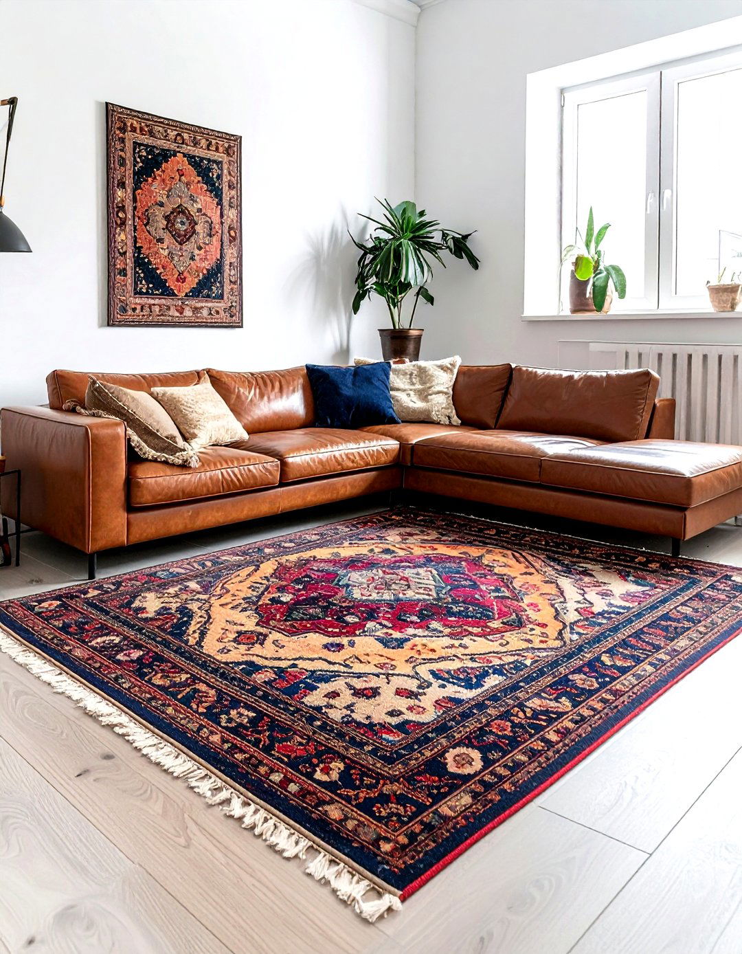 Layered Rug Living - 30 bohemian home decor ideas
