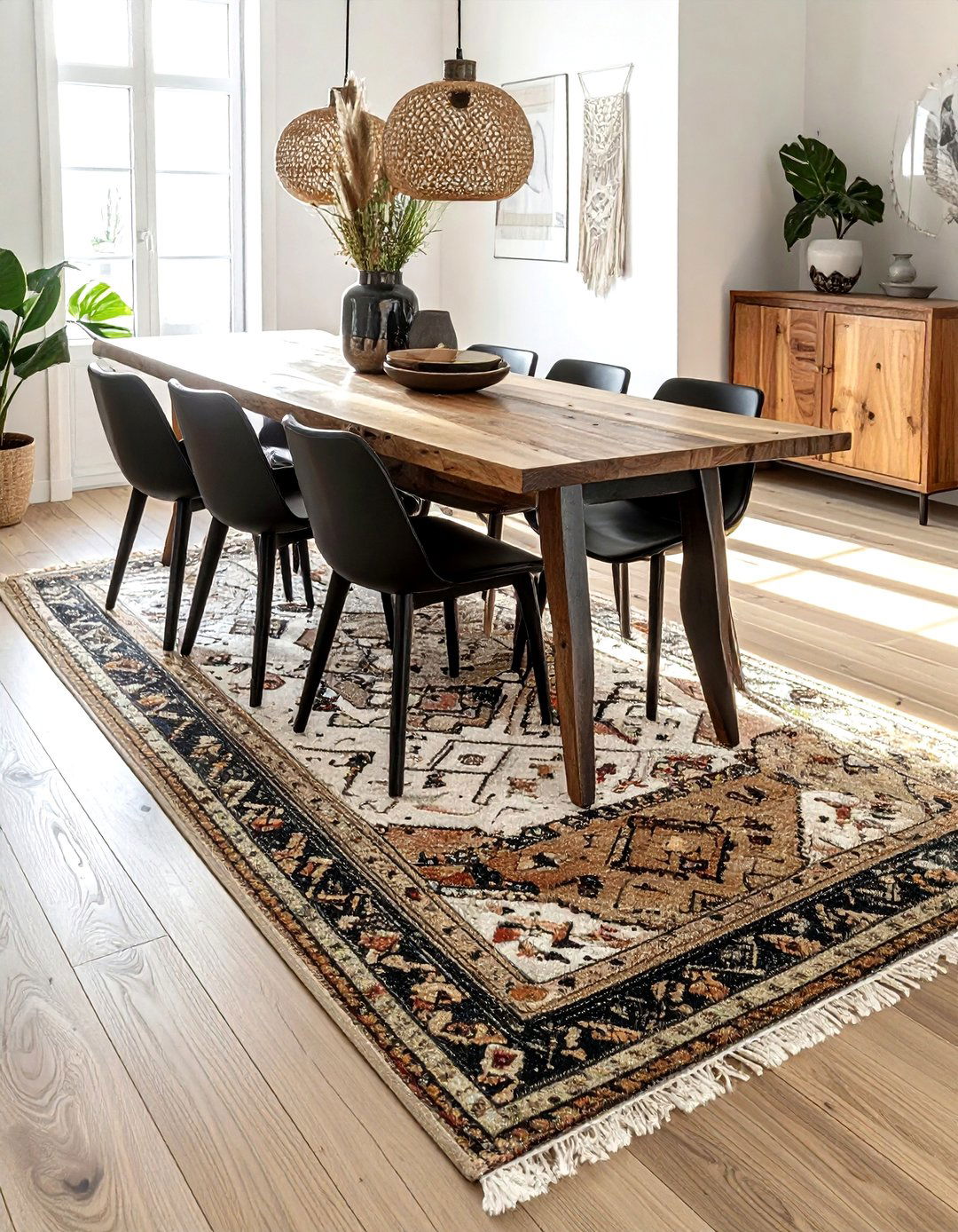 Layered Rug Look - 30 dining room area rug ideas