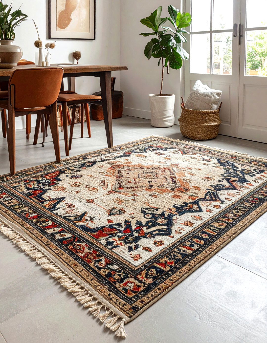 Layered Rug Textures - 30 Tuscan dining room ideas