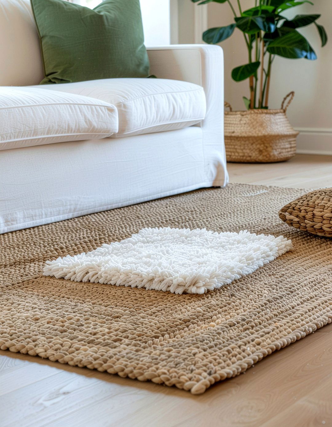 Layered Rugs - 30 living room floor seating ideas