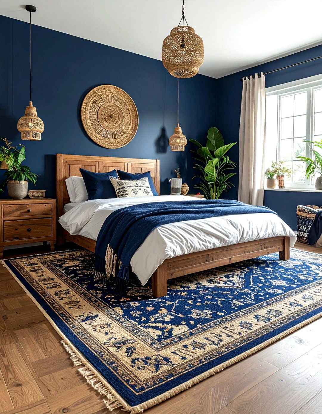 Layered Rugs Navy Bedroom - 30 bohemian navy bedroom ideas