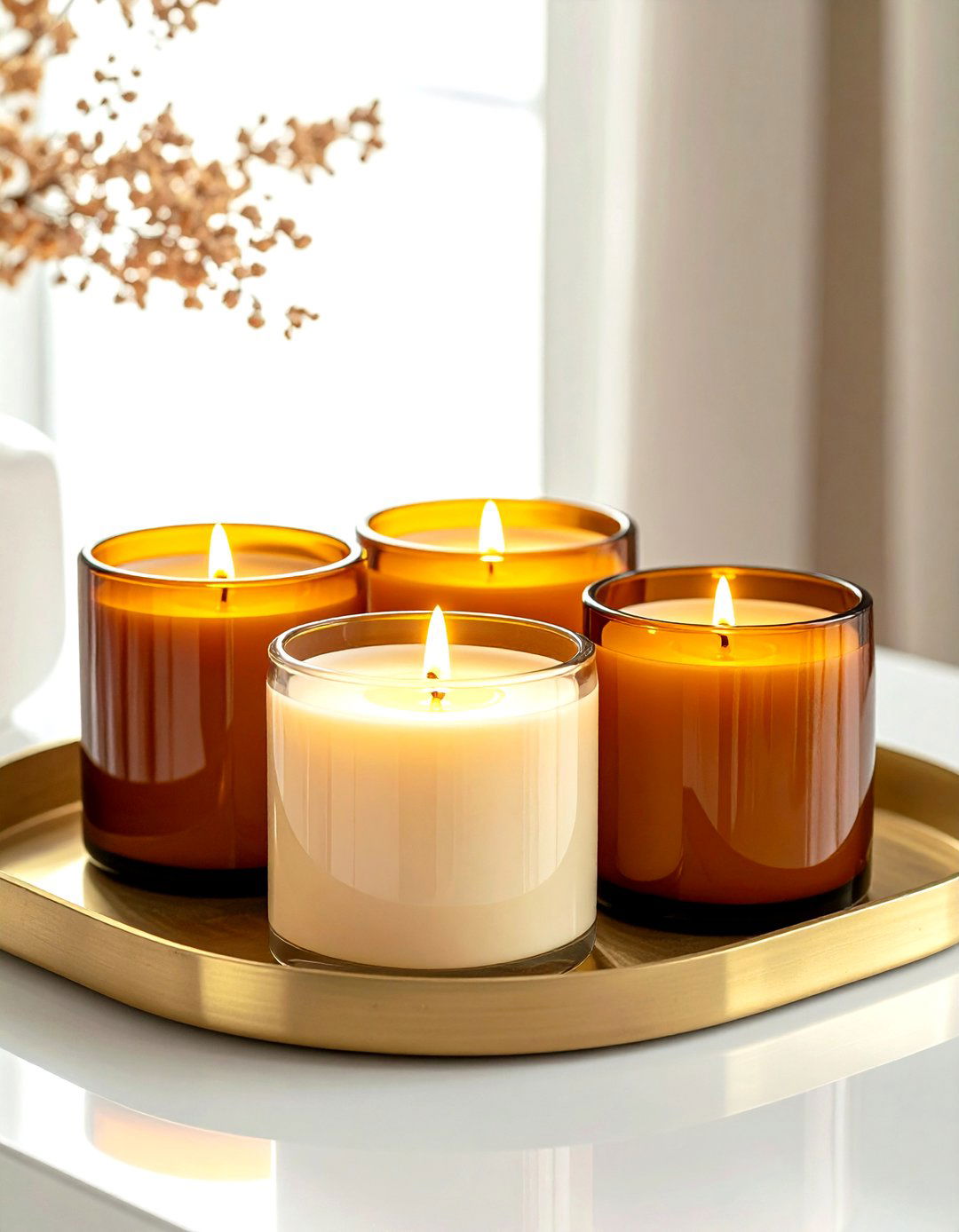 Layered Scented Candle Grouping - 30 living room candle ideas