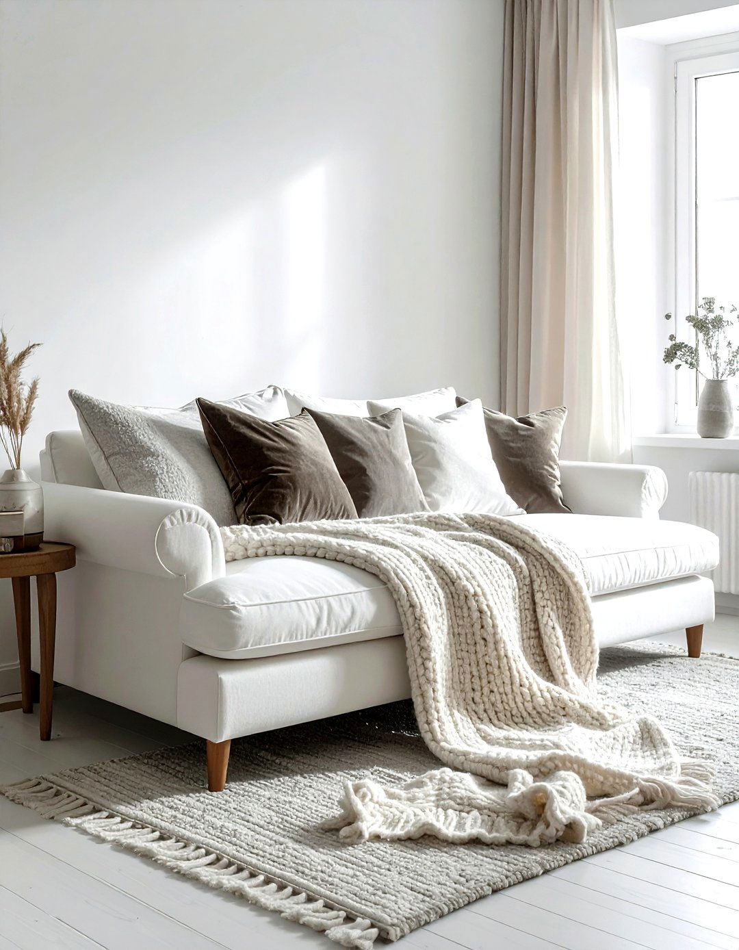 Layered Sofa Textures - 30 living room blanket styling ideas