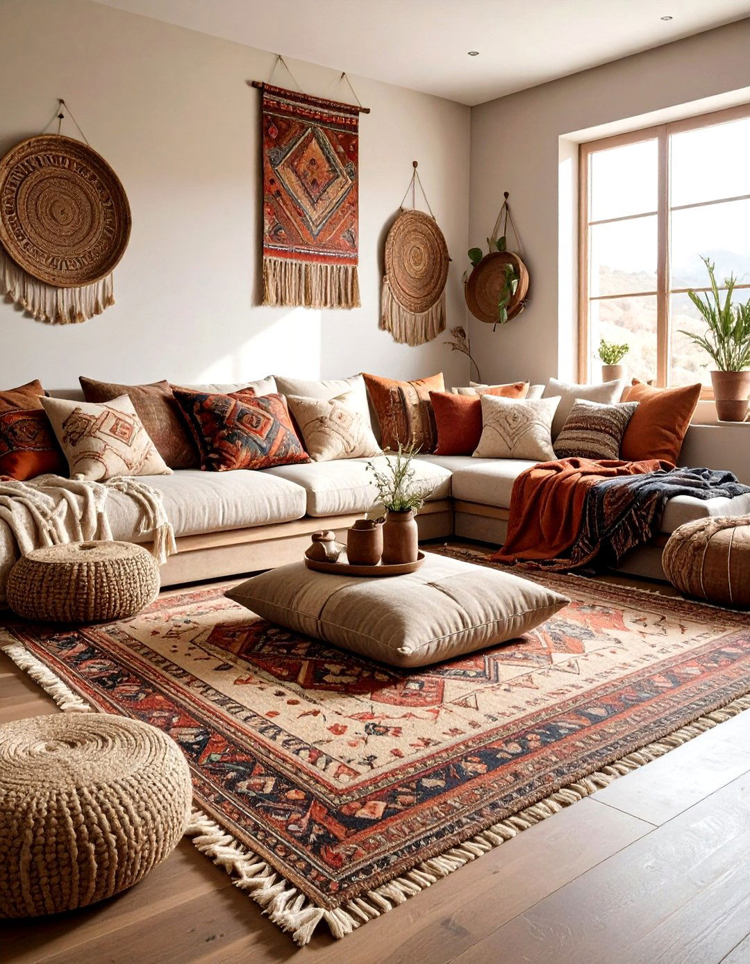 Layered Textile Decor - 30 living room photography ideas