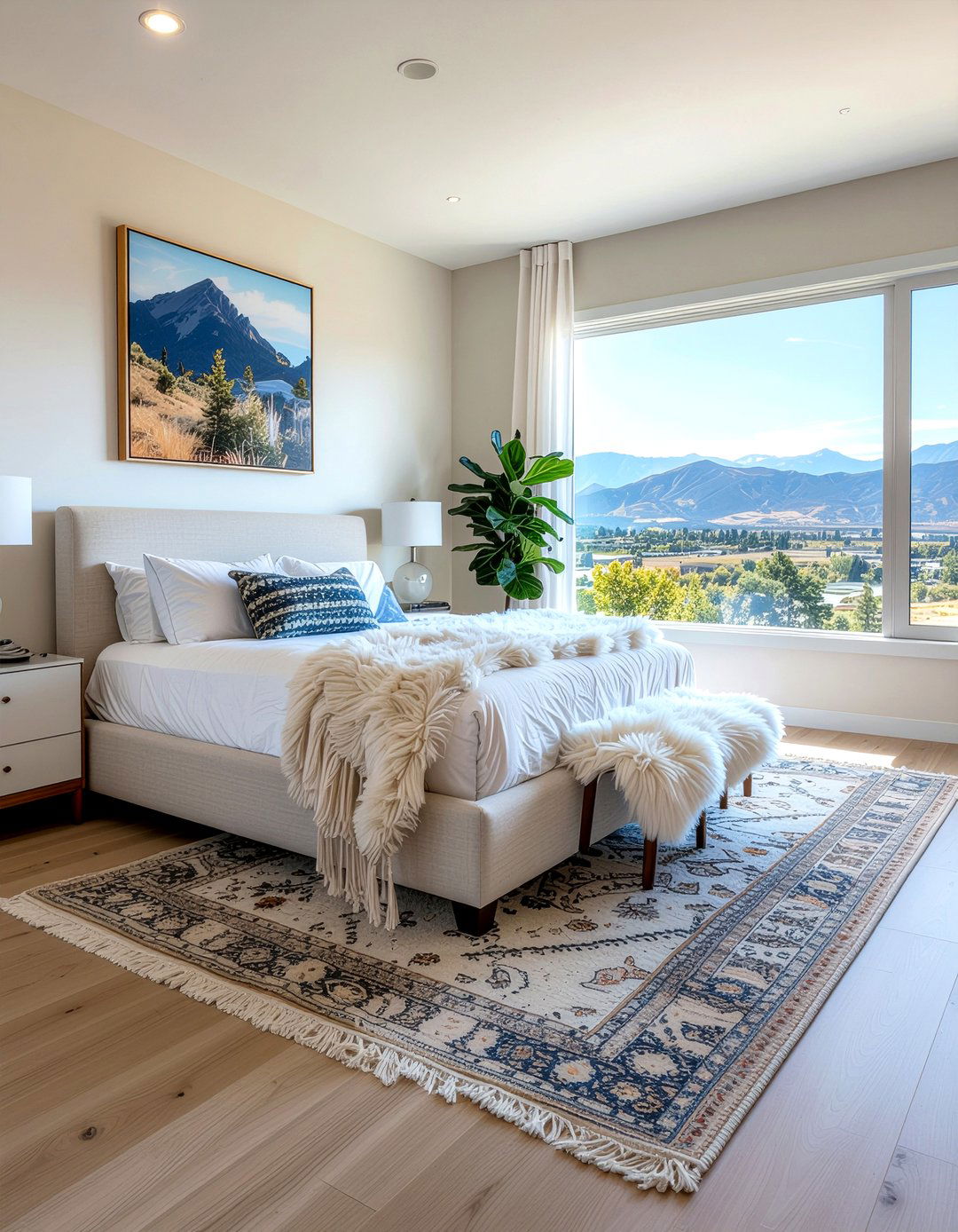 Layered Textile Mountain Bedroom - 30 mountain house bedroom ideas