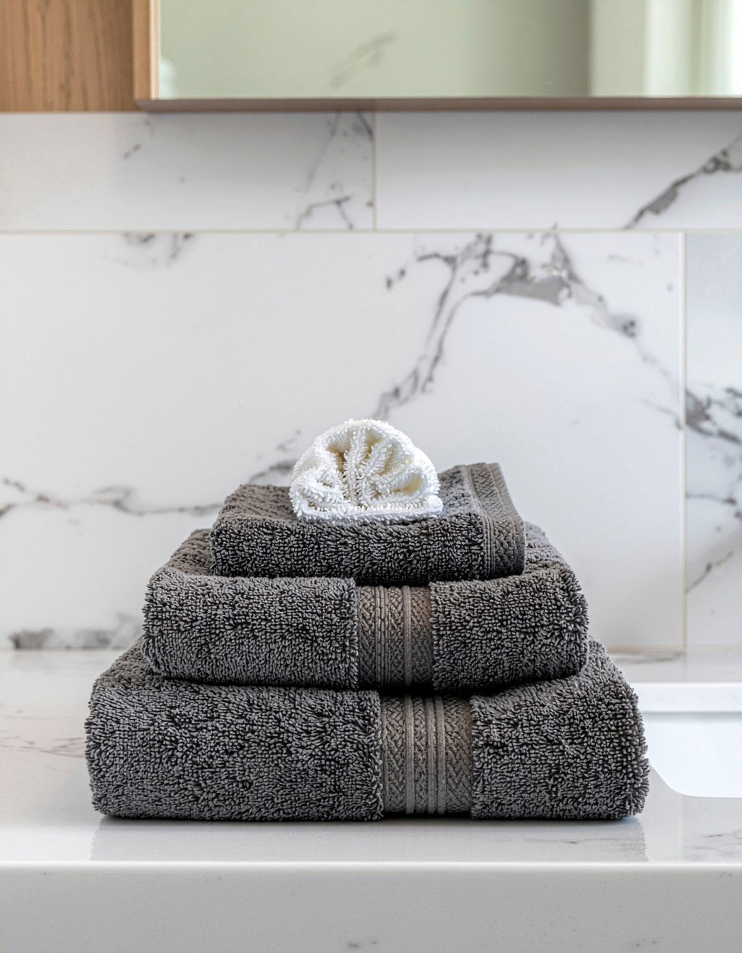 Layered Towel Bar - 30 bathroom towel styling ideas