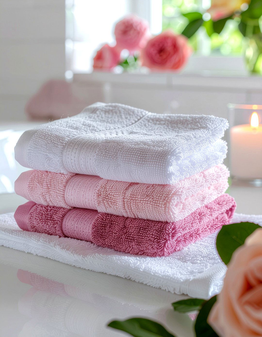 Layered Washcloth Fan - 30 bathroom towel folding ideas